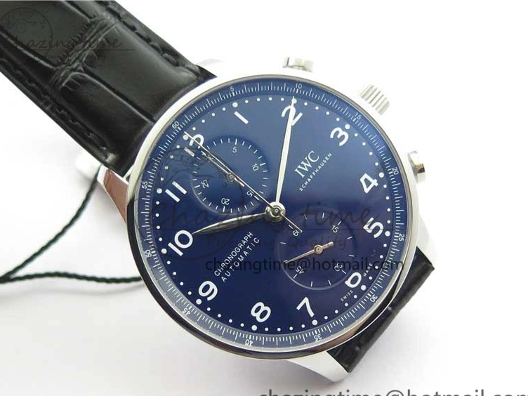MIROTIME 0307 SunProtective Portugieser Chronograph Edition 150 Years IW371601 ZF 1:1 Best Edition Blue Dial on Black Leather Strap A7750 (Slim Movement) 7137